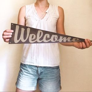 Welcome Pennant Flag Faux Leather